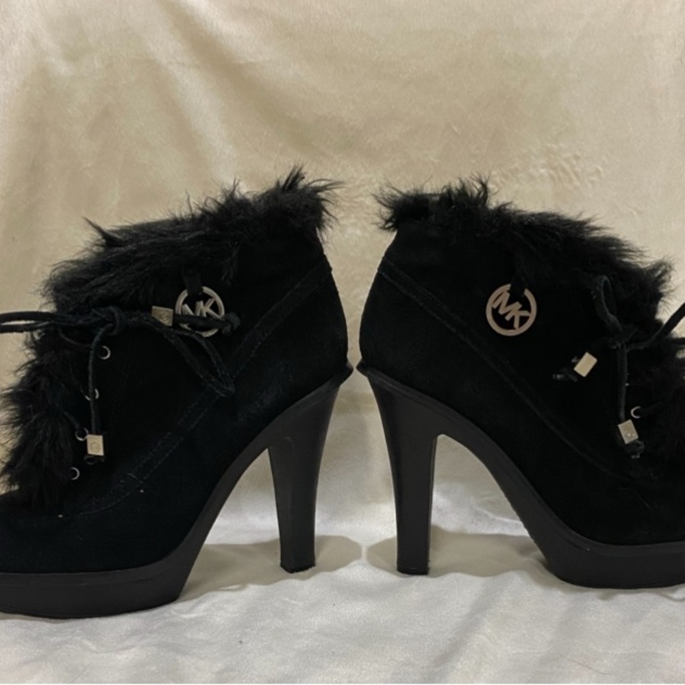 Michael Kors Carlie Faux Fur Lace Up Suede Bootie